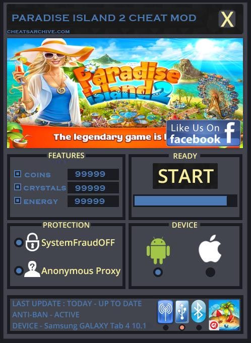 android paradise island 2 cheats